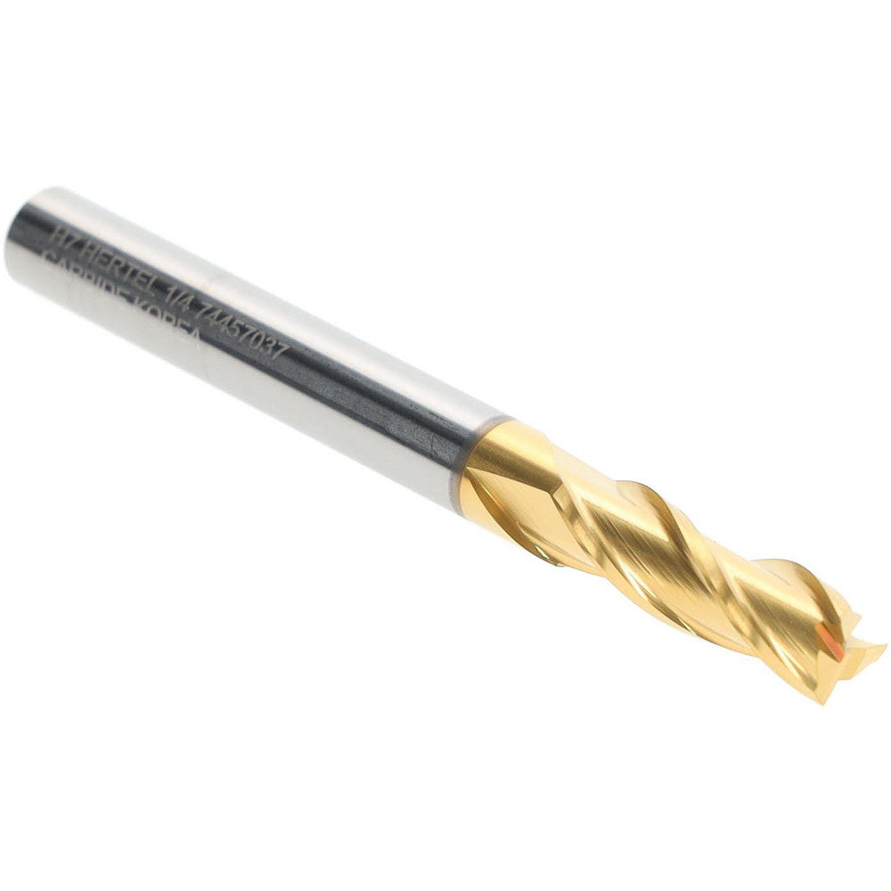 Hertel 74457037 Square End Mill 1/4" Dia, 3/4" LOC, 3 Flute, Solid Carbide