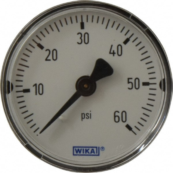 Wika 4253281 Pressure Gauge 2" Dial, 1/4" Thread, NPT, Center Back Mount