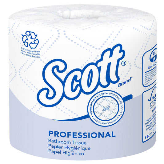 Scott 13217 Scott Essential Professional 100% Recycled Fiber Standard Roll Bathroom Tissue (13217), 2-ply, White