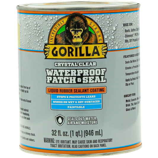 Gorilla Glue 105341 Caulk & Sealants Chemical Type Hybrid Polymer  Container Size 32 fl oz  Container Type Can  Color Clear  Application Roofs, Gutters, Skylights, Flashing, Chimneys (Exterior Use Only), PVC Pipe Joints, Windows, RVs, DIY Projects & More