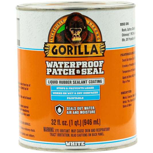 Gorilla Glue 105340 Caulk & Sealants Chemical Type Hybrid Polymer  Container Size 32 fl oz  Container Type Can  Color White  Application Roofs, Gutters, Skylights, Flashing, Chimneys (Exterior Use Only), PVC Pipe Joints, Windows, RVs, DIY Projects & More
