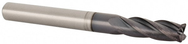 Kyocera SGS Precision Tools 38163 Corner Radius End Mill 1/4" Dia, 3/4" LOC, 0.02" Radius, 4 Flutes, Solid Carbide