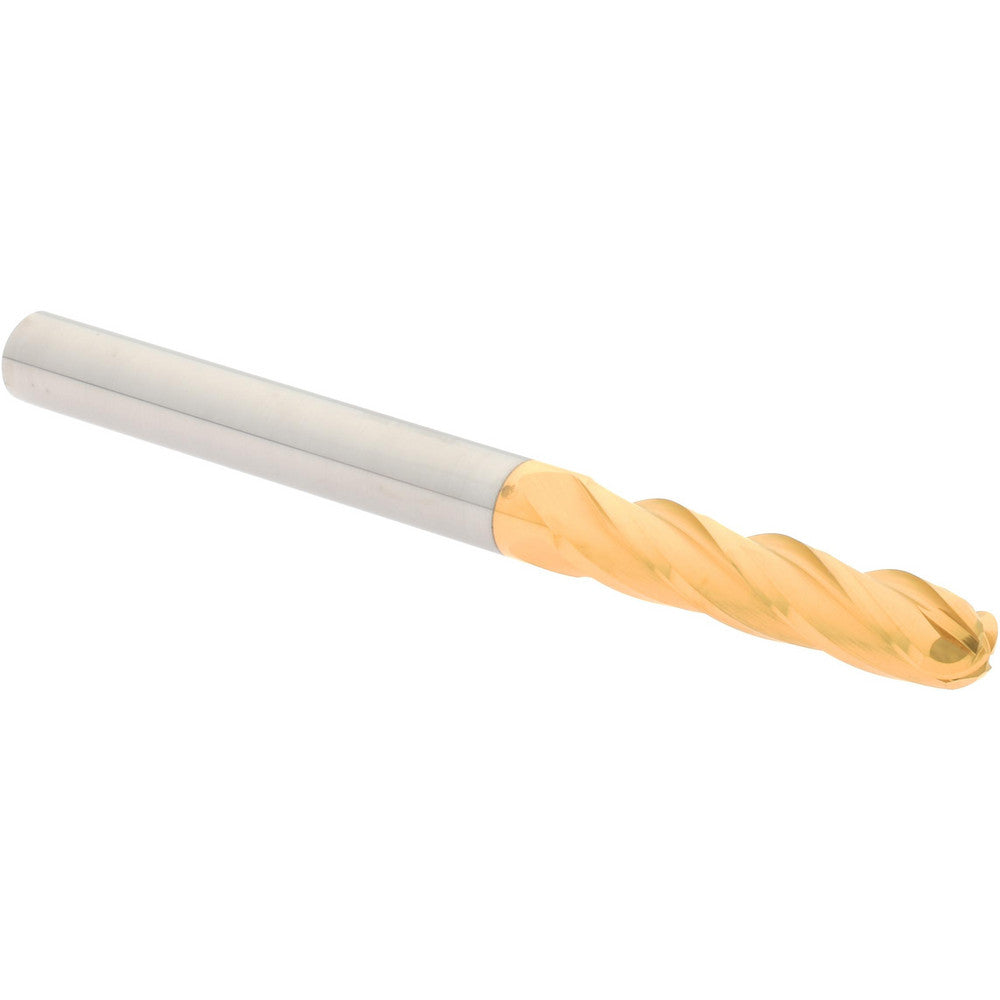 Hertel E6060016 Ball End Mill 1/4" Dia, 1-1/8" LOC, 4 Flute, Solid Carbide