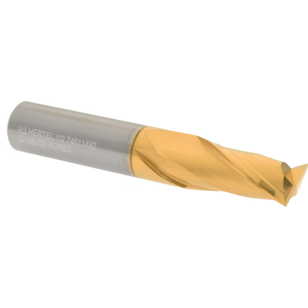 Hertel 74611492 Square End Mill 1/2" Dia, 1" LOC, 2 Flute, Solid Carbide