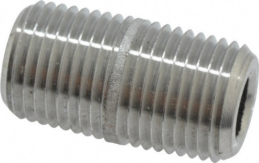Merit Brass 4502-001 Stainless Steel Pipe Nipple 1/8" Pipe, Grade 304 & 304L