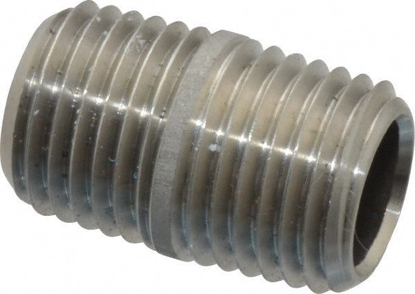 Merit Brass 4504-001 Stainless Steel Pipe Nipple 1/4" Pipe, Grade 304 & 304L