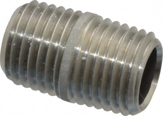 Merit Brass 4504-001 Stainless Steel Pipe Nipple 1/4" Pipe, Grade 304 & 304L