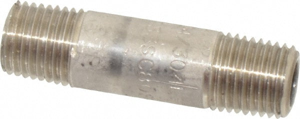 Merit Brass 4504-200 Stainless Steel Pipe Nipple 1/4" Pipe, Grade 304 & 304L