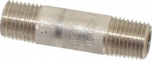 Merit Brass 4504-200 Stainless Steel Pipe Nipple 1/4" Pipe, Grade 304 & 304L