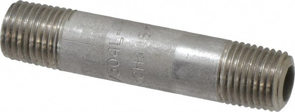 Merit Brass 4504-250 Stainless Steel Pipe Nipple 1/4" Pipe, Grade 304 & 304L