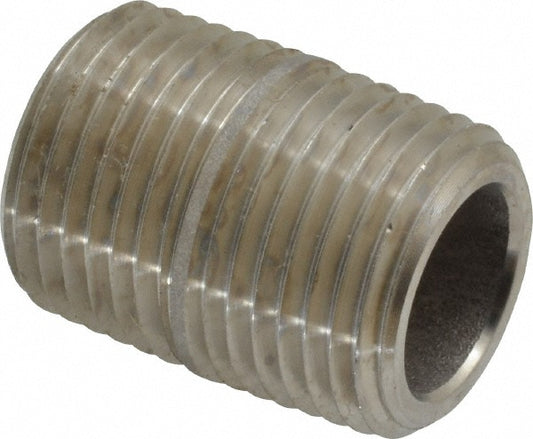 Merit Brass 4508-001 Stainless Steel Pipe Nipple 1/2" Pipe, Grade 304 & 304L