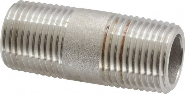 Merit Brass 4508-200 Stainless Steel Pipe Nipple 1/2" Pipe, Grade 304 & 304L