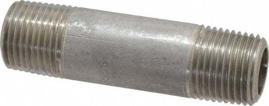 Merit Brass 4508-300 Stainless Steel Pipe Nipple 1/2" Pipe, Grade 304 & 304L