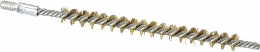 Schaefer Brush 93602 Double Stem/Single Spiral Tube Brush 1/4" Dia, 4-1/2" OAL, Brass Bristles