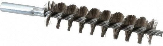 Schaefer Brush 43533 Double Stem/Single Spiral Tube Brush 1" Dia, 6-1/4" OAL, Stainless Steel Bristles