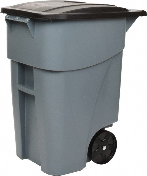 Rubbermaid FG9W2700GRAY Rollout Trash/Garbage Can/Bin with Wheels, 50 Gal, Gray