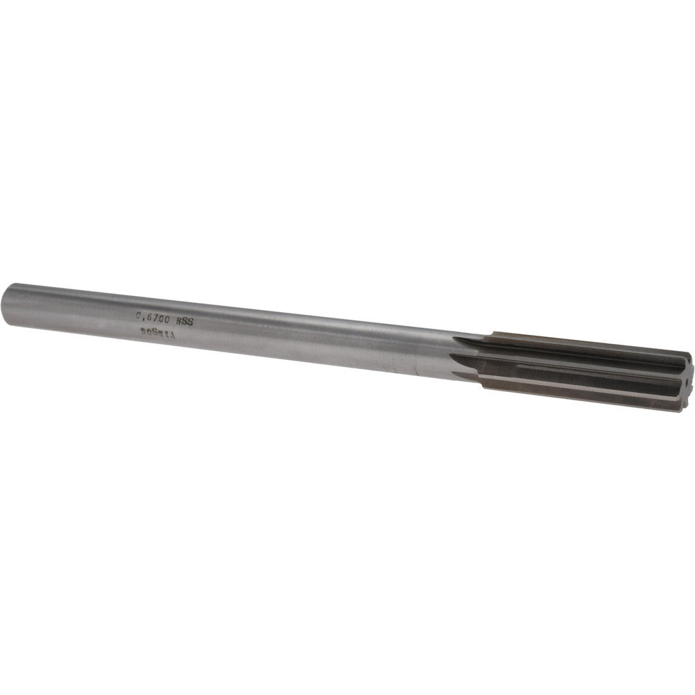 Value Collection SM0406700 Chucking Reamer 0.6700" Dia, 9" OAL, 2-1/4" Flute Length, Straight Flute, Straight-Cylindrical Shank, HSS