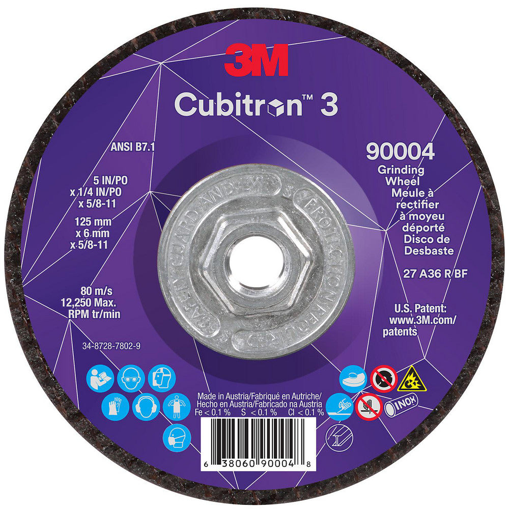3M 7100312967 Depressed-Center Wheels Wheel Diameter (Inch) 5  Wheel Thickness (Inch) 1/4  Hole Thread Size 5/8-11  Wheel Type Type 27  Abrasive Material Precision Shaped Ceramic  Grit 36