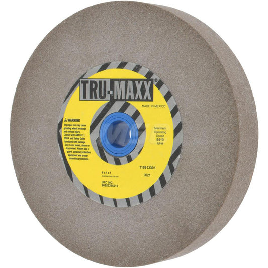 Tru-Maxx 66253255212 Bench & Pedestal Grinding Wheel 6" Dia, 1" Thick, 1" Hole Dia, Aluminum Oxide