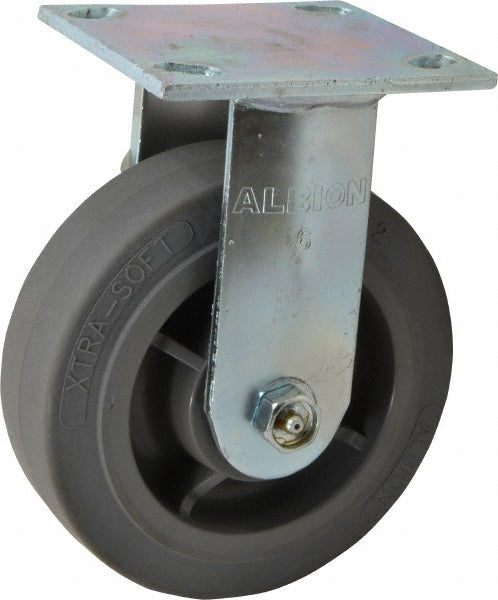 Albion 18XS06201R Rigid & Swivel Top Plate Caster Soft Rubber, 6" Wheel Dia, 2" Wheel Width, 600 lb Capacity, 7-1/2" OAH