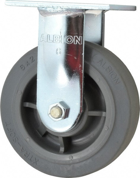 Albion 18XS06229R Rigid Top Plate Caster Soft Rubber, 6" Wheel Dia, 2" Wheel Width, 600 lb Capacity, 7-1/2" OAH