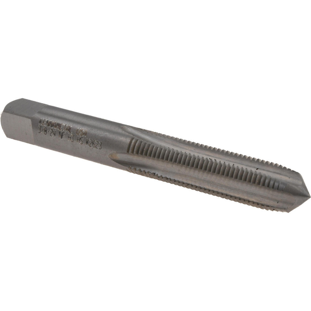 Kennametal 1542610 Straight Flute Tap 3/8-24 UNF, 4 Flute, Plug Chamfer, 3B Class of Fit, High-Speed Steel, Bright/Uncoated Finish