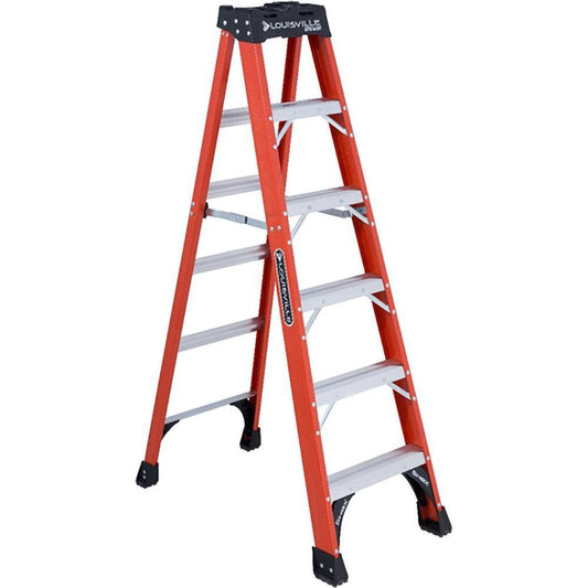 Louisville FS1406HD 5-Step Fiberglass Step Ladder Type IAA, 6' High