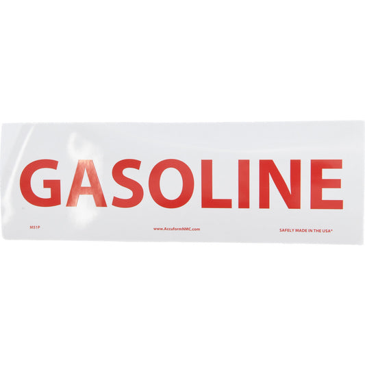AccuformNMC M51P Sign Rectangle, Gasoline