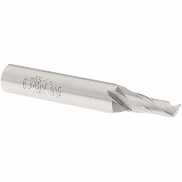 OSG 5800400 Square End Mill 0.2362'' Dia, 1/2'' LOC, 3/8'' Shank Dia, 2-5/16'' OAL, 2 Flutes, Cobalt