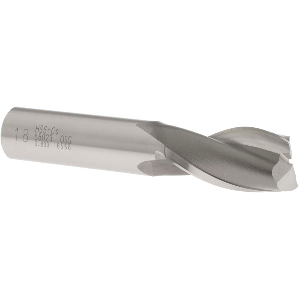 OSG 5802300 Square End Mill 0.7087'' Dia, 1-5/16'' LOC, 5/8'' Shank Dia, 3-7/16'' OAL, 2 Flutes, Cobalt