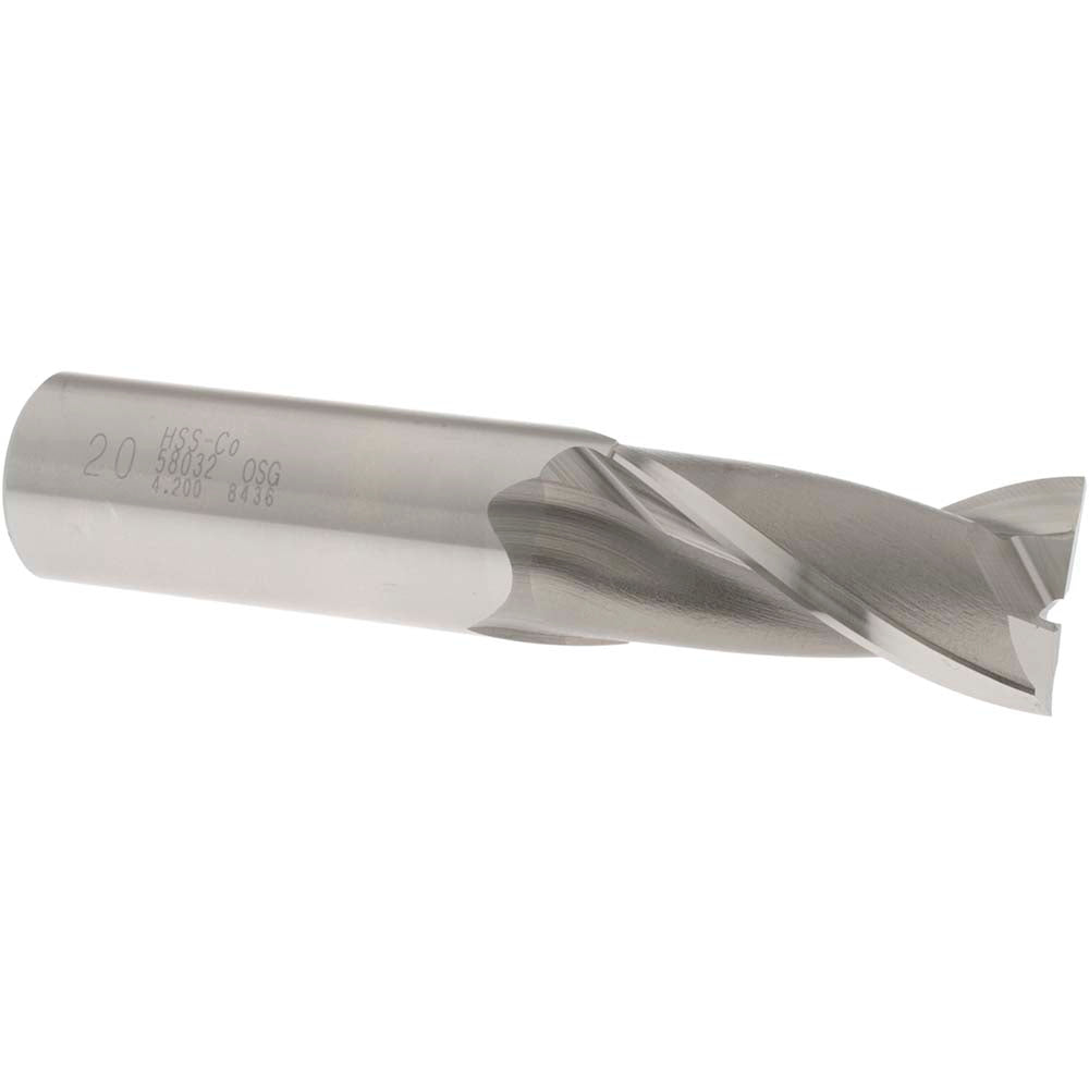OSG 5803200 Square End Mill 0.7874'' Dia, 1-1/2'' LOC, 3/4'' Shank Dia, 3-3/4'' OAL, 2 Flutes, Cobalt