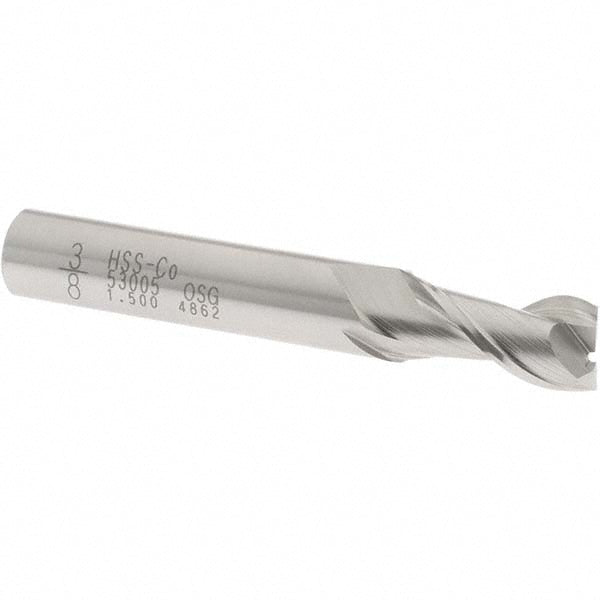 OSG 5300500 Square End Mill 3/8'' Dia, 3/4'' LOC, 3/8'' Shank Dia, 2-1/2'' OAL, 2 Flutes, Cobalt