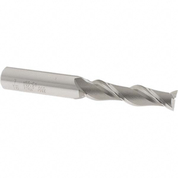 OSG 5351000 Square End Mill 7/16'' Dia, 1-3/4'' LOC, 1/2'' Shank Dia, 3-3/4'' OAL, 2 Flutes, Cobalt