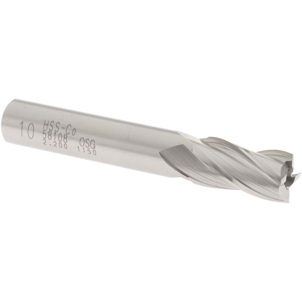 OSG 5810800 Square End Mill 0.3937'' Dia, 3/4'' LOC, 3/8'' Shank Dia, 2-1/2'' OAL, 4 Flutes, Cobalt