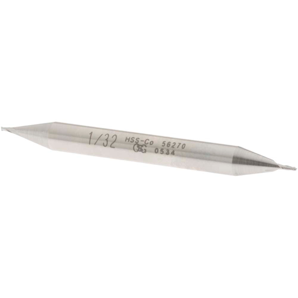 OSG 5627000 Square End Mill 1/32" Dia, 3/64" LOC, 2 Flutes, Cobalt