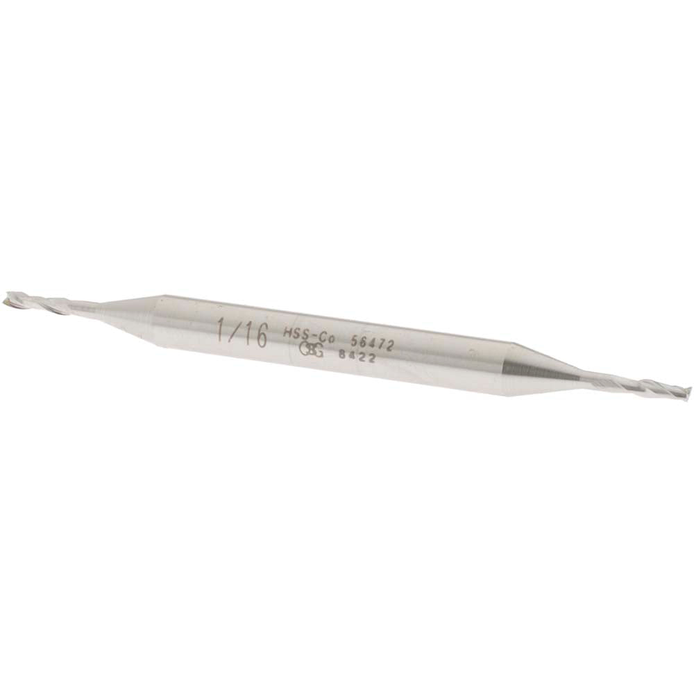 OSG 5647200 Square End Mill 1/16'' Dia, 7/32'' LOC, 3/16'' Shank Dia, 2-1/2'' OAL, 2 Flutes, Cobalt