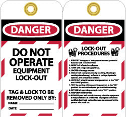 AccuformNMC LOTAG28 Lockout Tag Rectangle, 3" High, Unrippable Vinyl, "Danger"