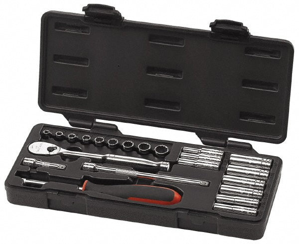 GEARWRENCH 80325 Deep Standard Socket Set 22 Pc, 1/4" Drive, 3/16 to 1/2" Socket