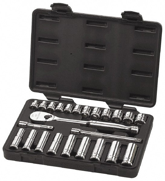 GEARWRENCH 80559 Deep Standard Socket Set 24 Pc, 3/8" Drive, 8 mm to 19 mm Socket