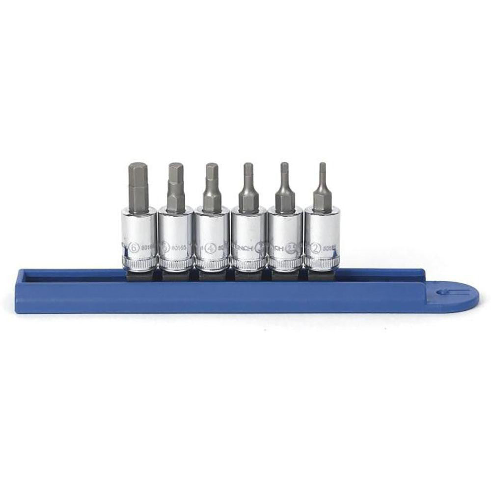GEARWRENCH 80321 Hex Bit Socket Set 1/4" Drive, 6 Pc, 2 to 6 mm Hex