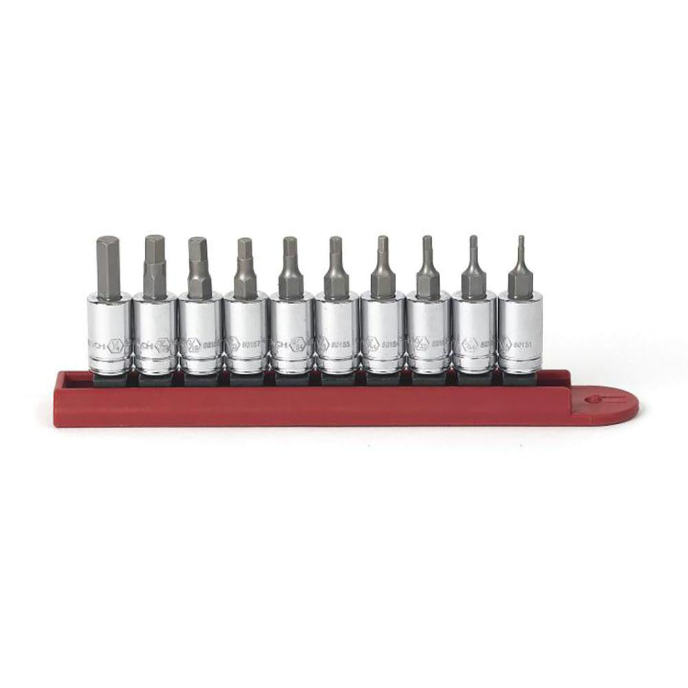 GEARWRENCH 80323 Hex Bit Socket Set 1/4" Drive, 10 Pc, 1/16 to 1/4" Hex