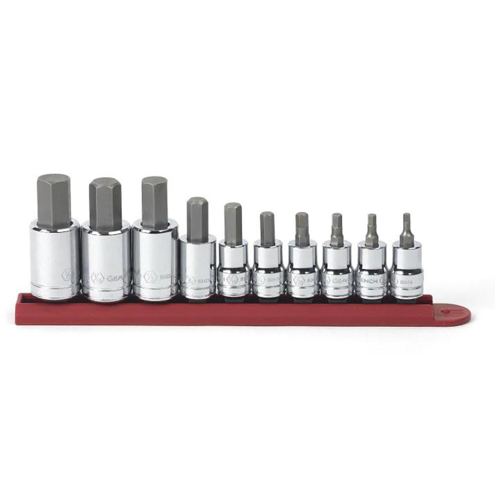 GEARWRENCH 80579 Hex Bit Socket Set 3/8 & 1/2" Drive, 10 Pc, 1/8 to 5/8" Hex