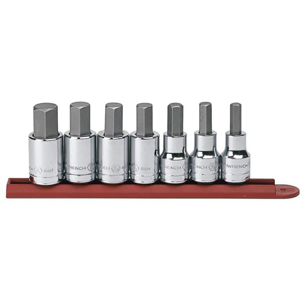GEARWRENCH 80721 Hex Bit Socket Set 1/2" Drive, 7 Pc, 5/16 to 3/4" Hex