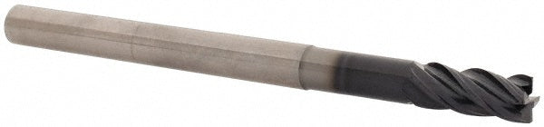 Kyocera SGS Precision Tools 36456 Corner Radius End Mill 3/8" Dia, 7/8" LOC, 0.02" Radius, 4 Flutes, Solid Carbide