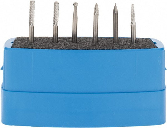M.A. Ford 71020027 6 Pc Diamond Cut Burr Set with Ball, Cylinder, Cylinder w/Rad End, Taper, Tree w/Pointed End, Tree w/Rad End