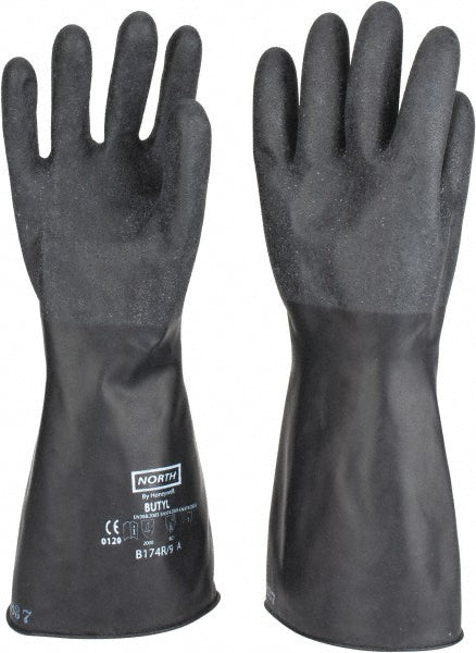 North B174R/9 Chemical Resistant Gloves Size Large, 17.00 Thick, Butyl, Unsupported,