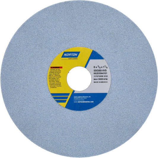 Norton 66253044101 Surface Grinding Wheel 8" Dia, 3/4" Thick, 1-1/4" Hole, 60 Grit, I Hardness
