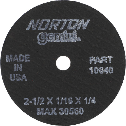 Norton 66243510640 Cut-Off Wheel 2-1/2" Dia, 1/16" Thick, 1/4" Hole, Aluminum Oxide