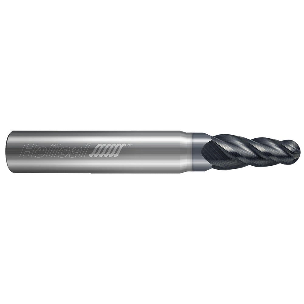 Helical Solutions 84877 Tapered End Mill 1 deg Angle per Side, 3/16" Small Dia, 5/8" LOC, 4 Flute, Ball End
