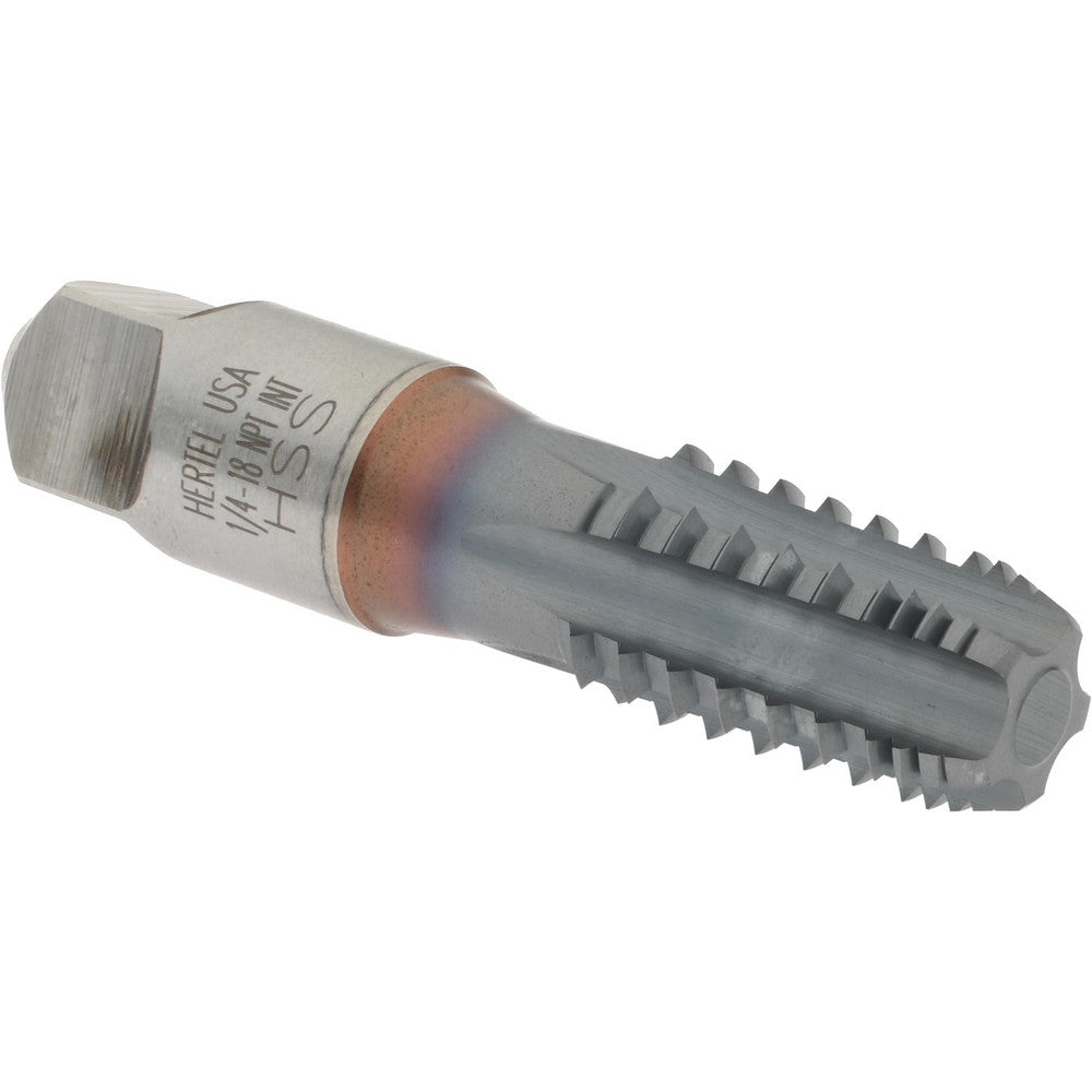 Hertel R127267C-S 1/4-18 NPT, 5 Flutes, TiCN Coated, High Speed Steel, Interrupted Thread Pipe Tap
